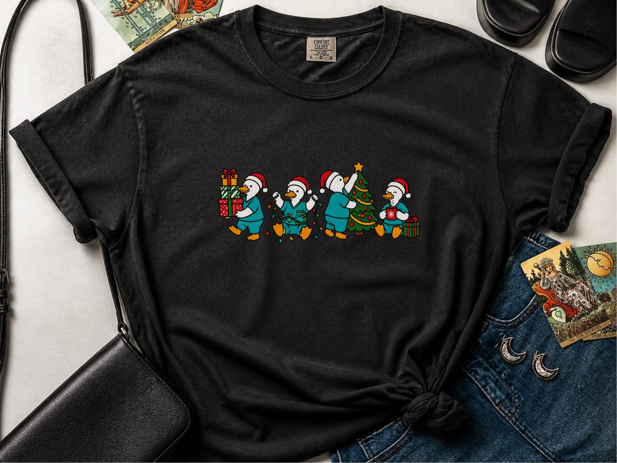 Christmas Duck Shirt with Christmas Scrub Ducks Nurse Graphic