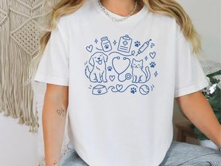 Veterinary Dog Cat Stethoscope Doodle funny shirt - photo 3