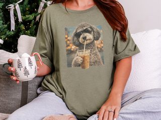 Schnoodle Drinking Iced Coffee Cool Dog doodle dog shirt - photo 5