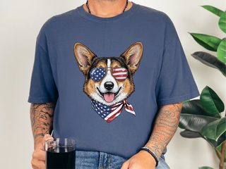 Patriotic Corgi Flag Sunglasses doodle dog shirt - photo 8