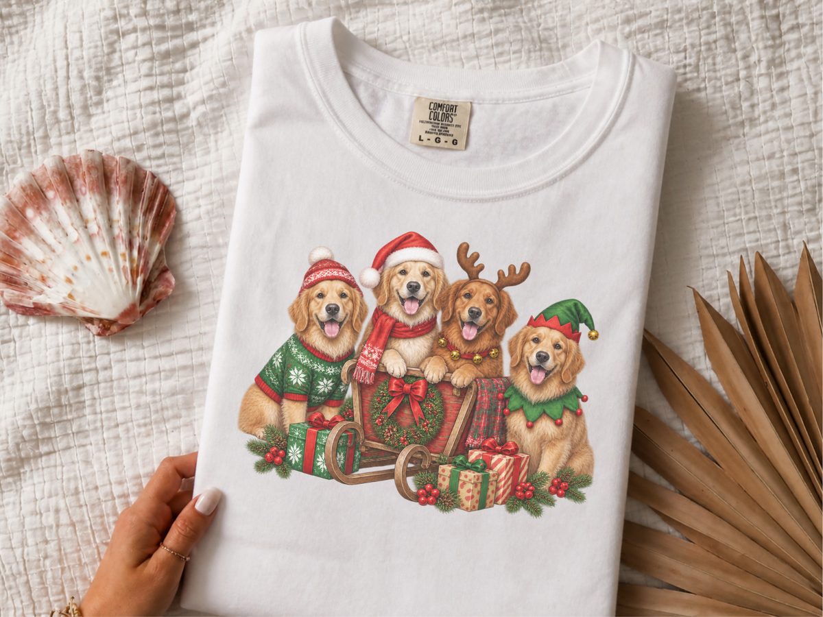 Golden Retrievers Christmas Sleigh Golden Retriever Christmas Shirt