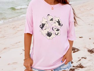 Playful Ghost Sheet Black Cats funny shirt - photo 6