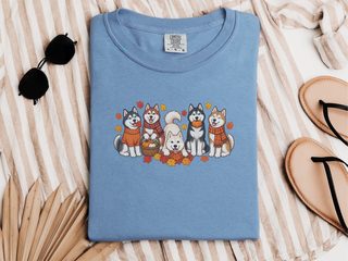 Autumn Huskies Fall Gathering doodle dog shirt - photo 8