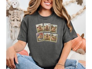 Vintage Capybara Postage Stamps Collage funny shirt - photo 3