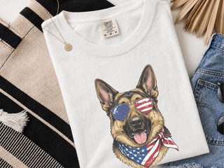 Patriotic German Shepherd Portrait doodle dog shirt - photo 1