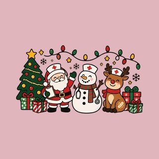 Christmas Nurse Squad Lineup Cute Holiday Christmas Nurse Tee