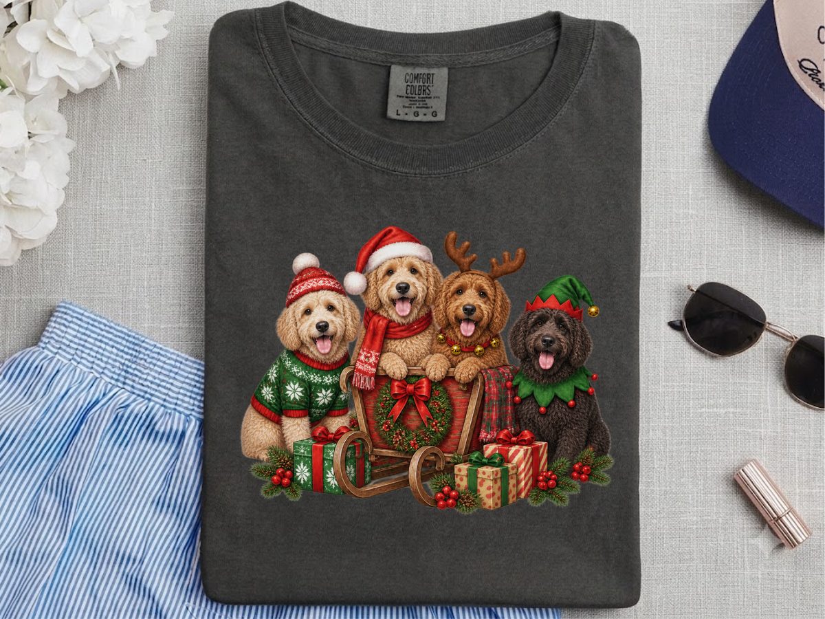 Goldendoodles Christmas Sleigh Group Goldendoodle Christmas Shirt
