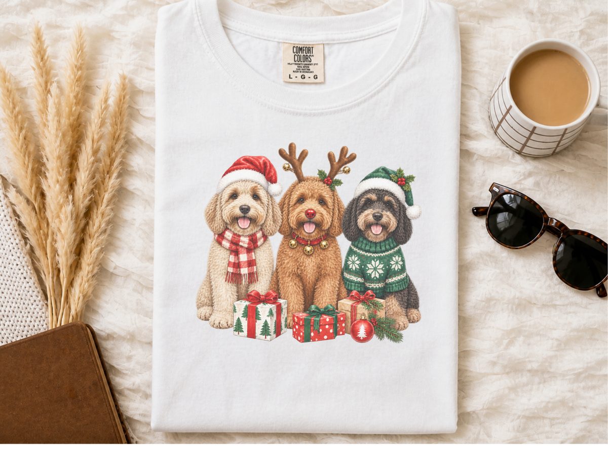 Three Cockapoos Christmas Dogs Winter Dog Shirt Apparel Gift