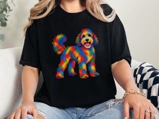 Rainbow Scribble Sheepadoodle doodle dog shirt - photo 3