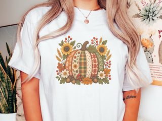 Patchwork Quilted Floral Pumpkin funny shirt - photo 1