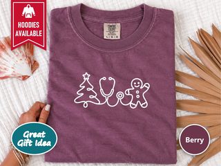 Christmas Tree Stethoscope Gingerbread Man funny shirt - photo 5