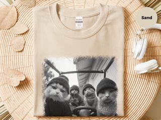 Cat Thugs In Car funny shirt - photo 2