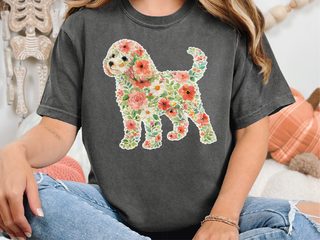 Comfort Colors Cavapoo Floral Silhouette doodle dog shirt - photo 4