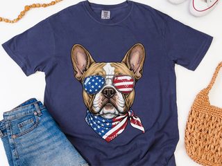 Patriotic French Bulldog Sunglasses doodle dog shirt - photo 8