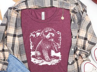 Schnoodle Drinking Beer doodle dog shirt - photo 7