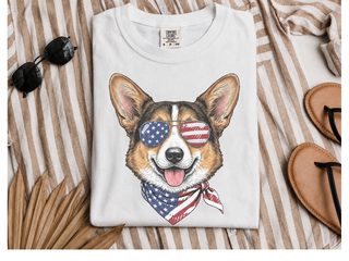 Patriotic Corgi Flag Sunglasses doodle dog shirt - photo 1