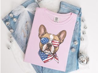 Patriotic French Bulldog Sunglasses doodle dog shirt - photo 3