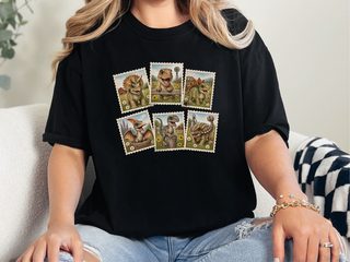 Vintage Dinosaur Stamp Collage funny shirt - photo 2