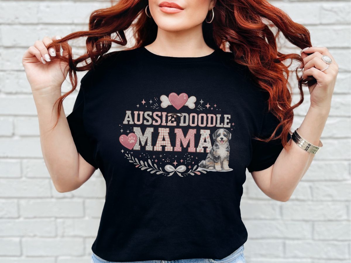 Aussiedoodle Mama Paw Print Heart Bone Crest Dog Lover T-Shirt Gift