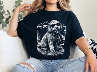 Labradoodle Drinking Beer doodle dog shirt - photo 2