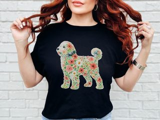 Floral Sheepadoodle Silhouette doodle dog shirt - photo 1