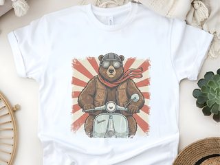 Bear on a Vespa funny shirt - photo 3