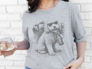Labradoodle Drinking Beer doodle dog shirt - photo 3
