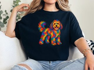 Rainbow Scribble Cavapoo Dog doodle dog shirt - photo 3