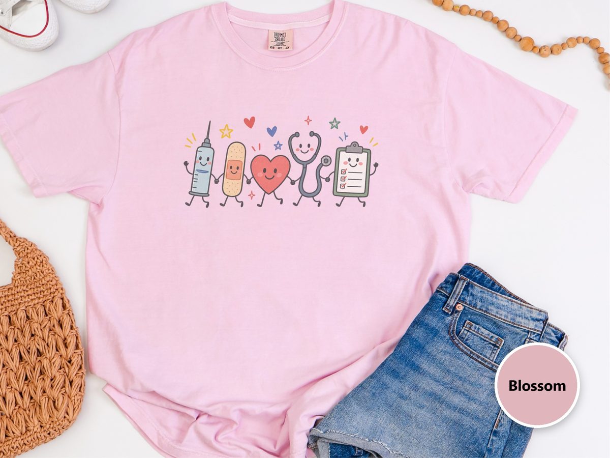 Happy Medical Friends Holding Hands Comfort Colors Nurse Shirt