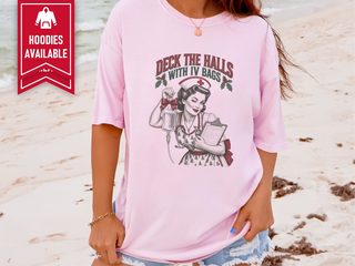 Vintage Christmas Pinup Nurse funny shirt - photo 6
