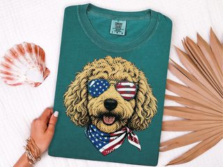 Patriotic Goldendoodle American Flag doodle dog shirt - photo 6