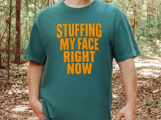 Stuffing My Face Brown Lettering funny shirt - photo 8