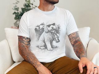 Labradoodle Drinking Beer doodle dog shirt - photo 1