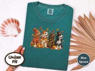 Colorful Autumn Cockapoo Lineup doodle dog shirt - photo 8