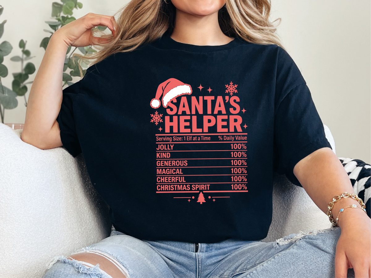 Santa's Helper Nutrition Label Christmas Tee Family Christmas Shirt
