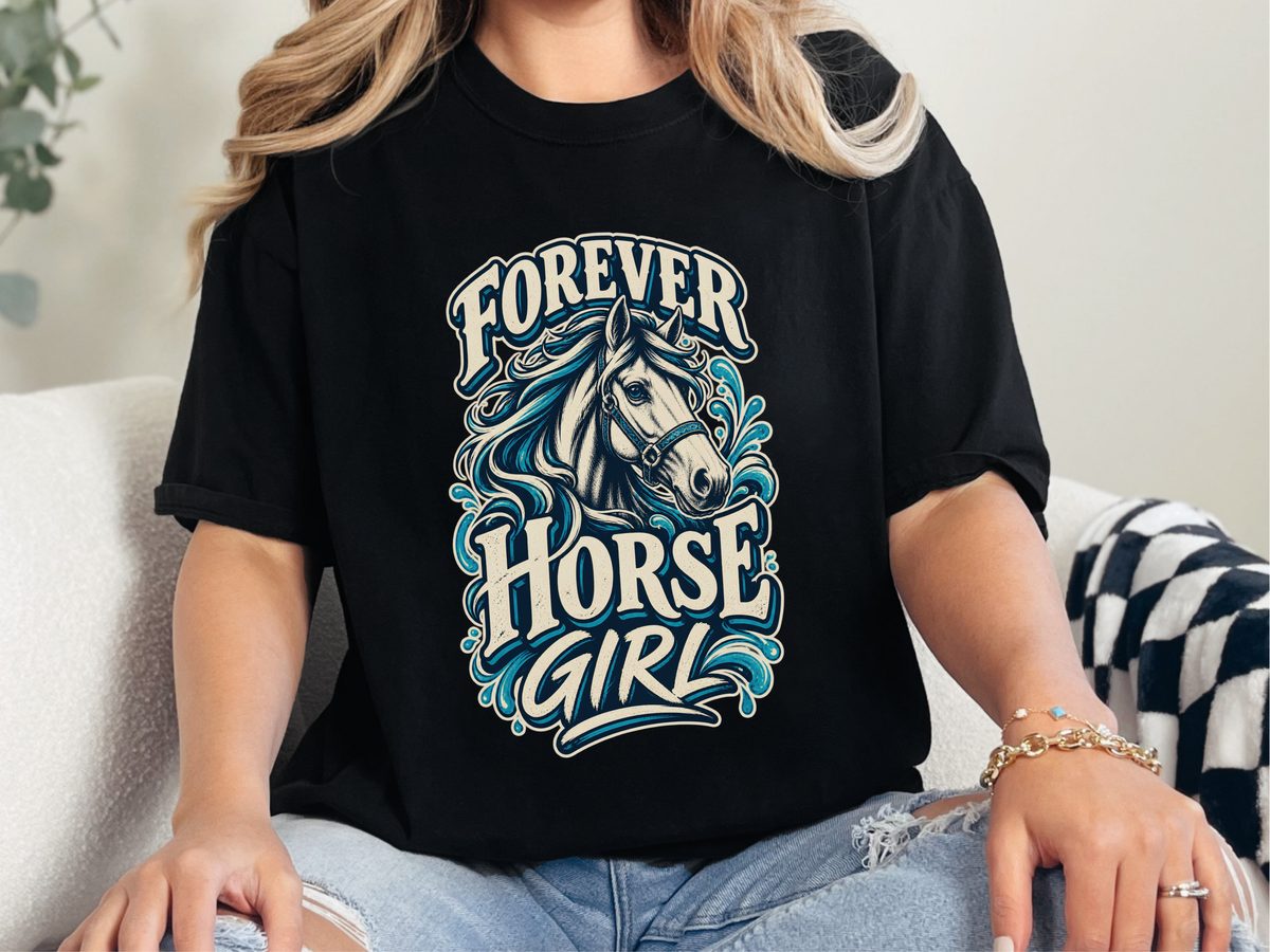 Forever Horse Girl Vintage Garment-Dyed Heavyweight Crew Neck Tee