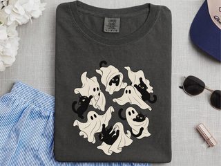 Playful Ghost Sheet Black Cats funny shirt - photo 4