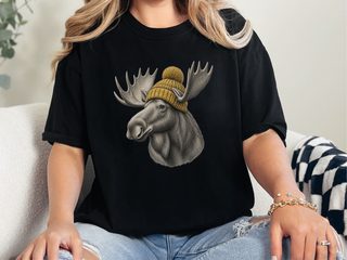 Winter Moose Yellow Beanie funny shirt - photo 3
