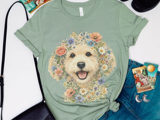 Labradoodle Floral Crown Artwork doodle dog shirt - photo 6