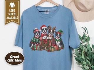 Boston Terriers Christmas Sleigh doodle dog shirt - photo 5