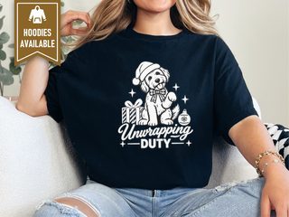 Christmas Goldendoodle Unwrapping Duty doodle dog shirt - photo 5