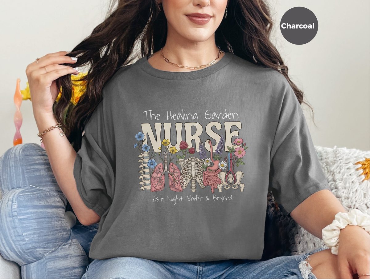 The Healing Garden Nurse Anatomical Floral Wildflower Comfort Color