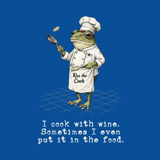 Propeller Hat Chef Frog Wine Lover Tee - Funny Kitchen Humor Gift