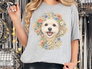 Maltipoo Floral Face doodle dog shirt - photo 4
