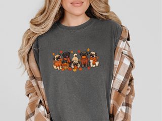 Autumn Pugs Fall Activities doodle dog shirt - photo 4