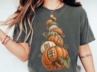 Stacked Patchwork Pumpkins Watercolor funny shirt - photo 1