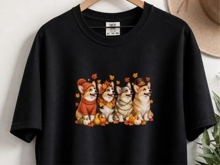 Colorful Autumn Corgi Dogs doodle dog shirt - photo 2