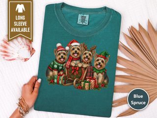 Yorkie Christmas Sleigh Group doodle dog shirt - photo 7