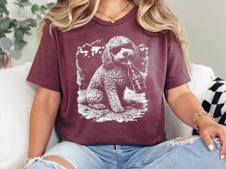 Cavapoo Drinking Beer doodle dog shirt - photo 6