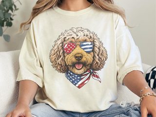 Patriotic Cockapoo Dog Portrait doodle dog shirt - photo 8